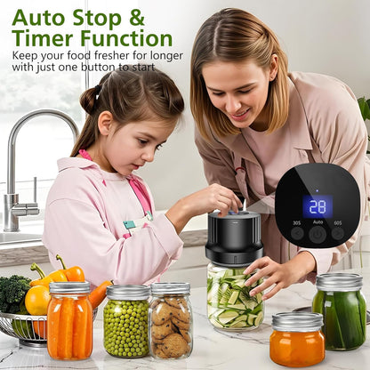 Mason Jar Vacuum Sealer Kit-Fully-Automatic-Canning-Jar-Sealer-Vacuum-Sealing,2025 Upgraded Electric Vacuum Sealer for Wide&Regular Mouth Mason Jars/Canning &Sous Vide Bag/Jar Sealer Machine for Food