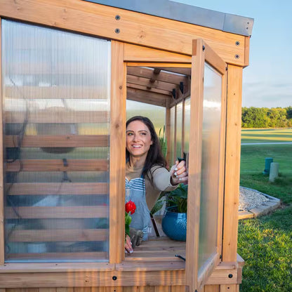 Willow 6 Ft. X 9 Ft. 6 In. X 7 Ft. 10 In. All Cedar Modern Greenhouse