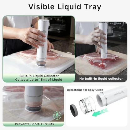 Compact Vacuum Sealer for Food (Vacuum Sealer Machine + 30 Reusable Vacuum Bags)