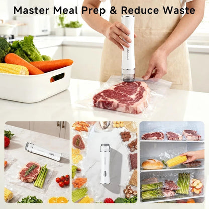Compact Vacuum Sealer for Food (Vacuum Sealer Machine + 30 Reusable Vacuum Bags)