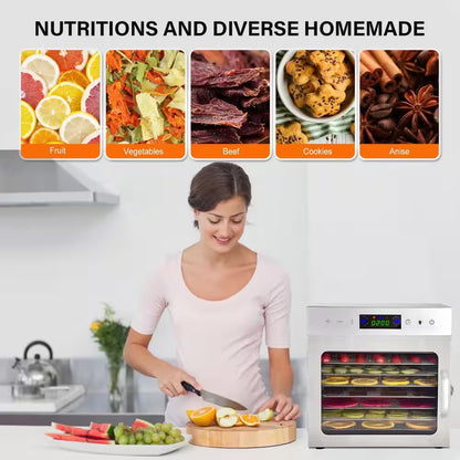 8-Tray Stainless Steel Trays Food Dehydrators, Dehydrator Machine with Digital Timer and Temperature Control