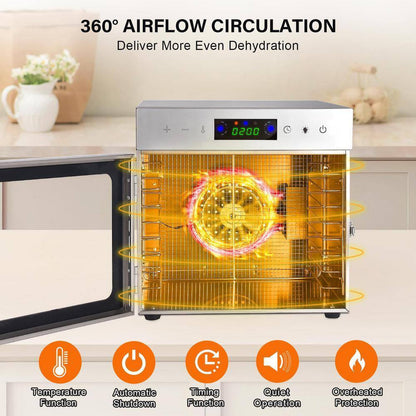 8-Tray Stainless Steel Trays Food Dehydrators, Dehydrator Machine with Digital Timer and Temperature Control